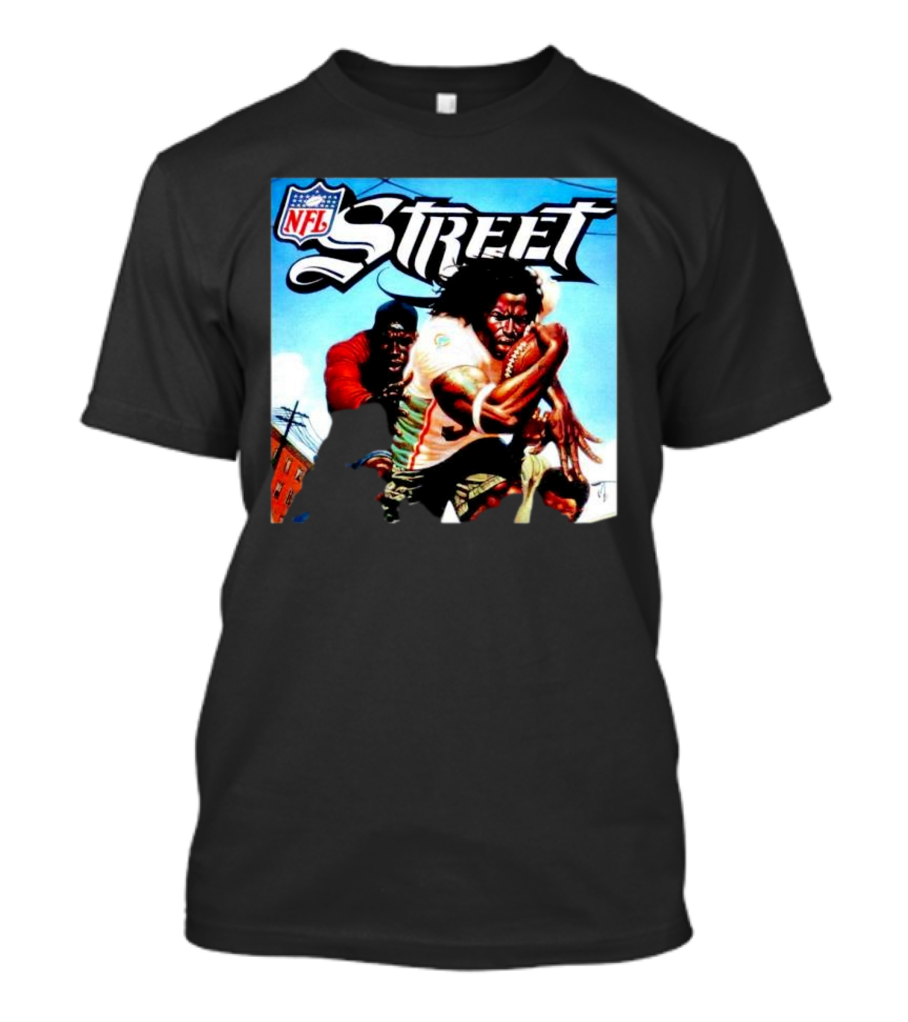 NFL Street Denver Broncos Chasing Miami Dolphins Retro Game Cover Art T-Shirt