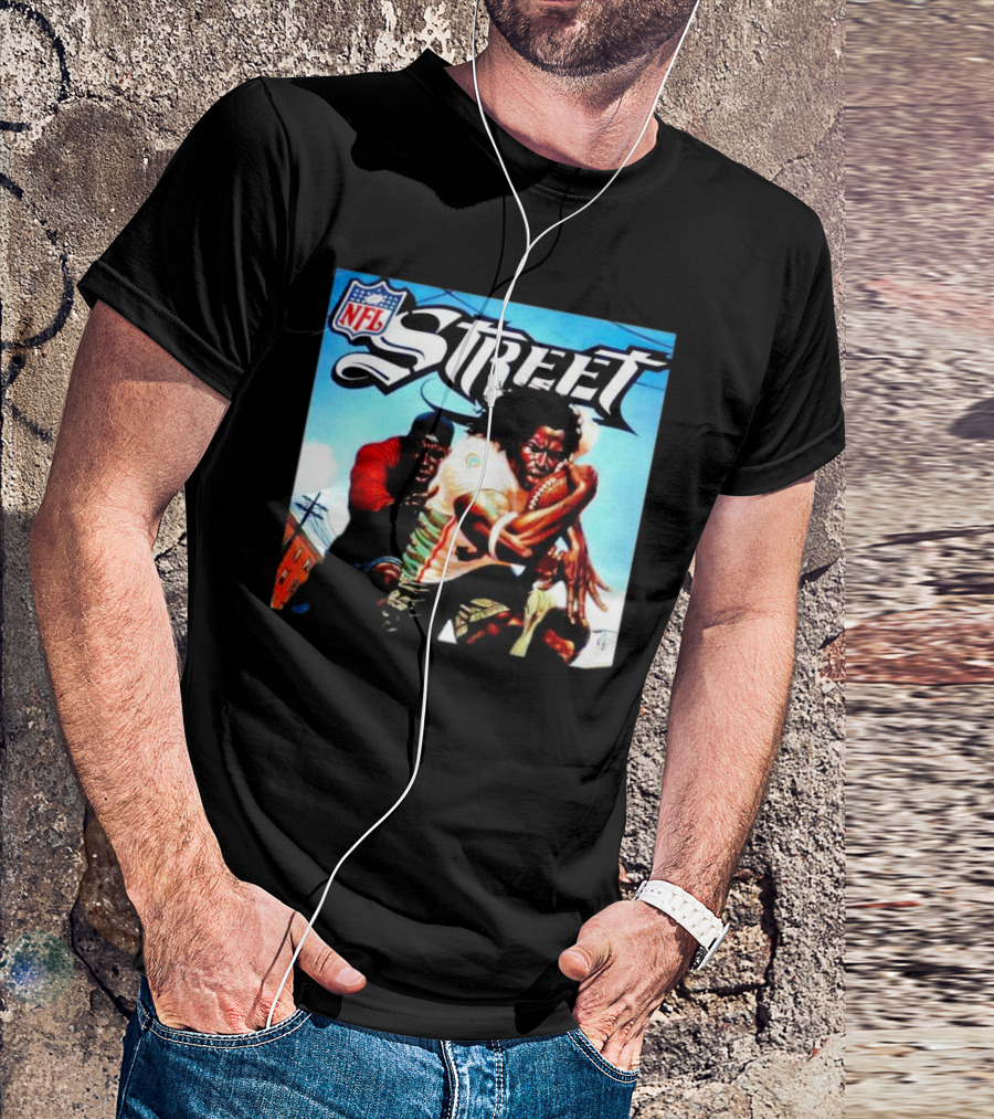 NFL Street Denver Broncos Chasing Miami Dolphins Retro Game Cover Art T-Shirt