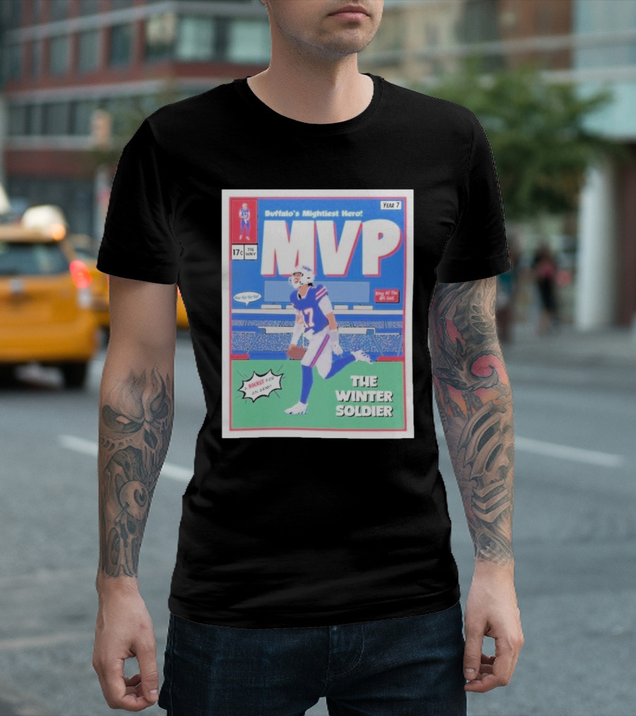 Buffalo's Mightiest Hero MVP The Winter Soldier Year 7 Comic Style 17¢ 716 WNY T-Shirt