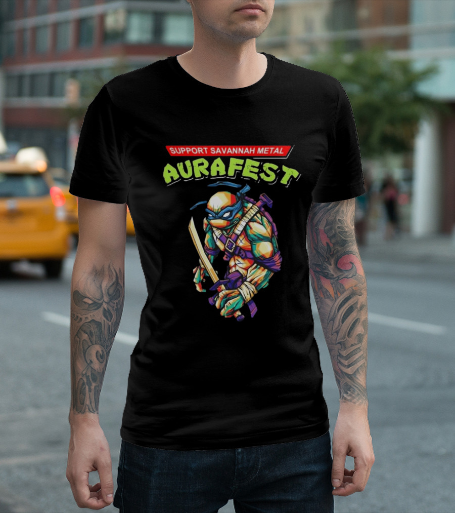 Support Savannah Metal Aurafest Ninja Turtles Event T-Shirt