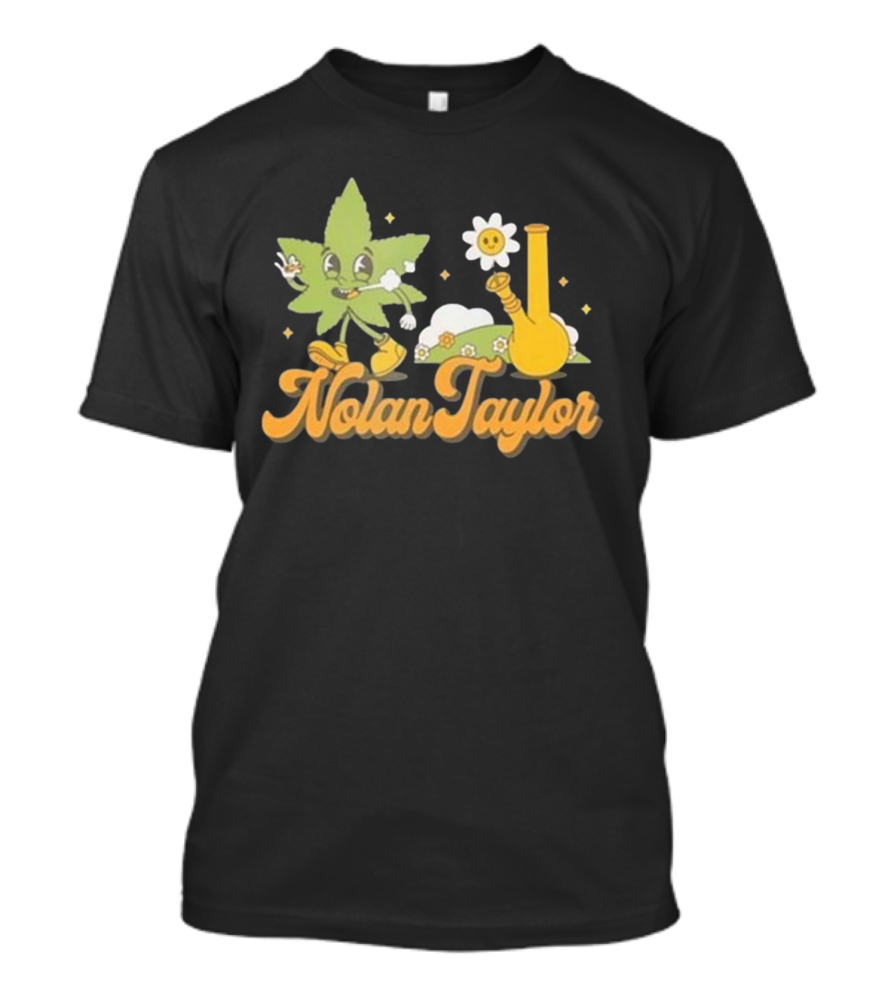 Nolan Taylor 420 Leaf And Bong With Happy Flower T-Shirt