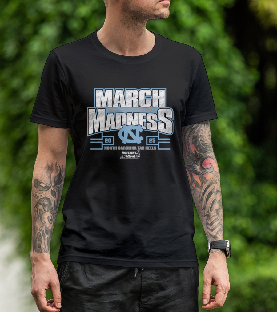 March Madness 2025 North Carolina Tar Heels Road To Tampa NCAA Tournament T-Shirt