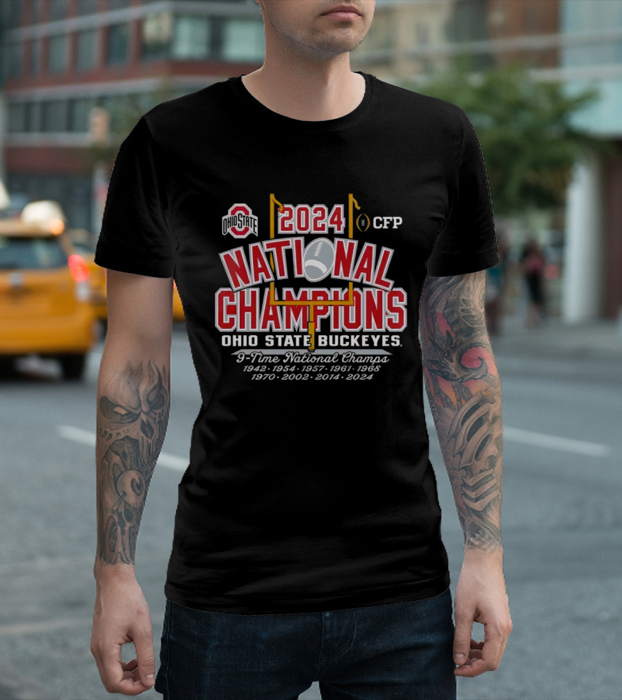 Ohio State Buckeyes 2024 National Champions 9-Time National Champs 1942-2024 Football CFP T-Shirt