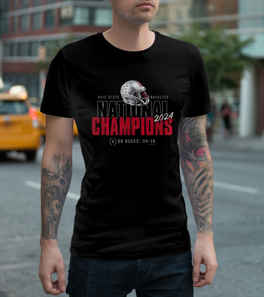 Ohio State Buckeyes National Champions 2024 Go Bucks OH-IO Helmet T-Shirt