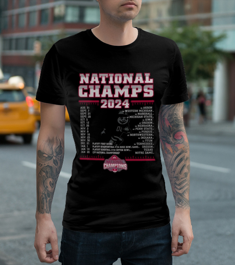 Ohio State Buckeyes National Champs 2024 Football Schedule T-Shirt