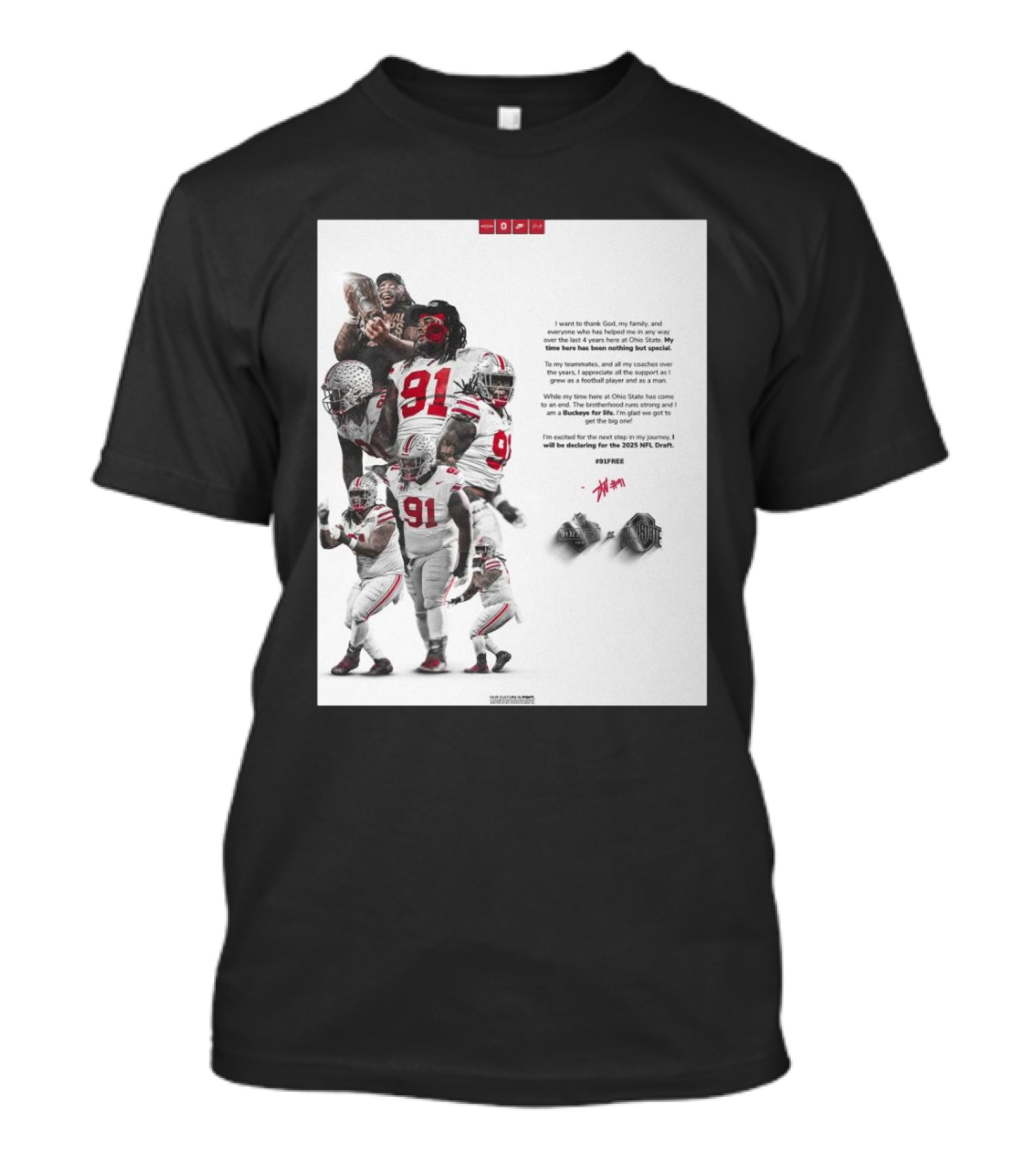 Ohio State Buckeyes 91Free Signature Thank God Family And Support Over Last 4 Years At Ohio State T-Shirt