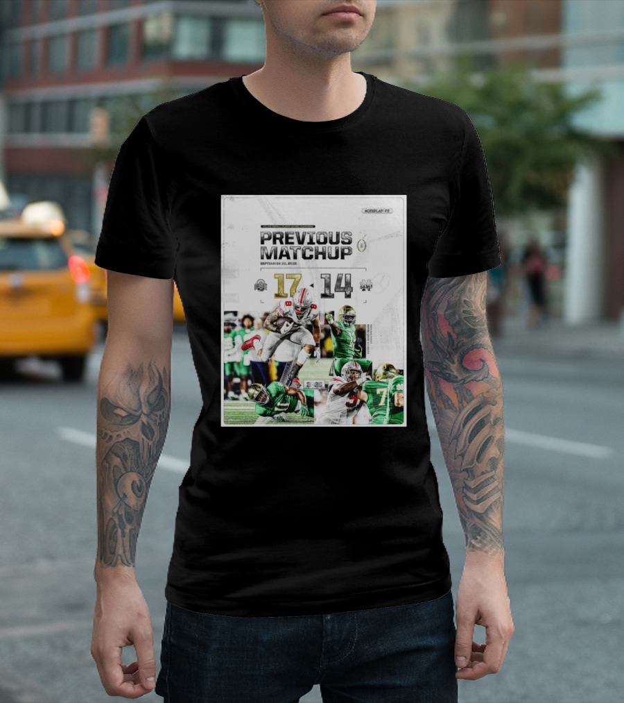 Ohio State Buckeyes 17 Vs Notre Dame Fighting Irish 14 College Playoff National Championship September 23 2023 Previous Matchup T-Shirt