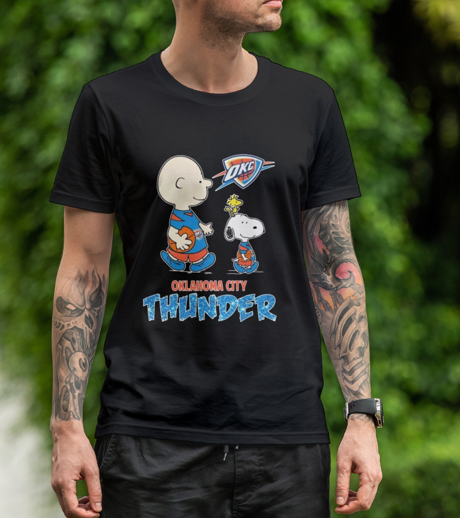 Oklahoma City Thunder Peanuts Snoopy 2025 OKC Basketball Woodstock T-Shirt