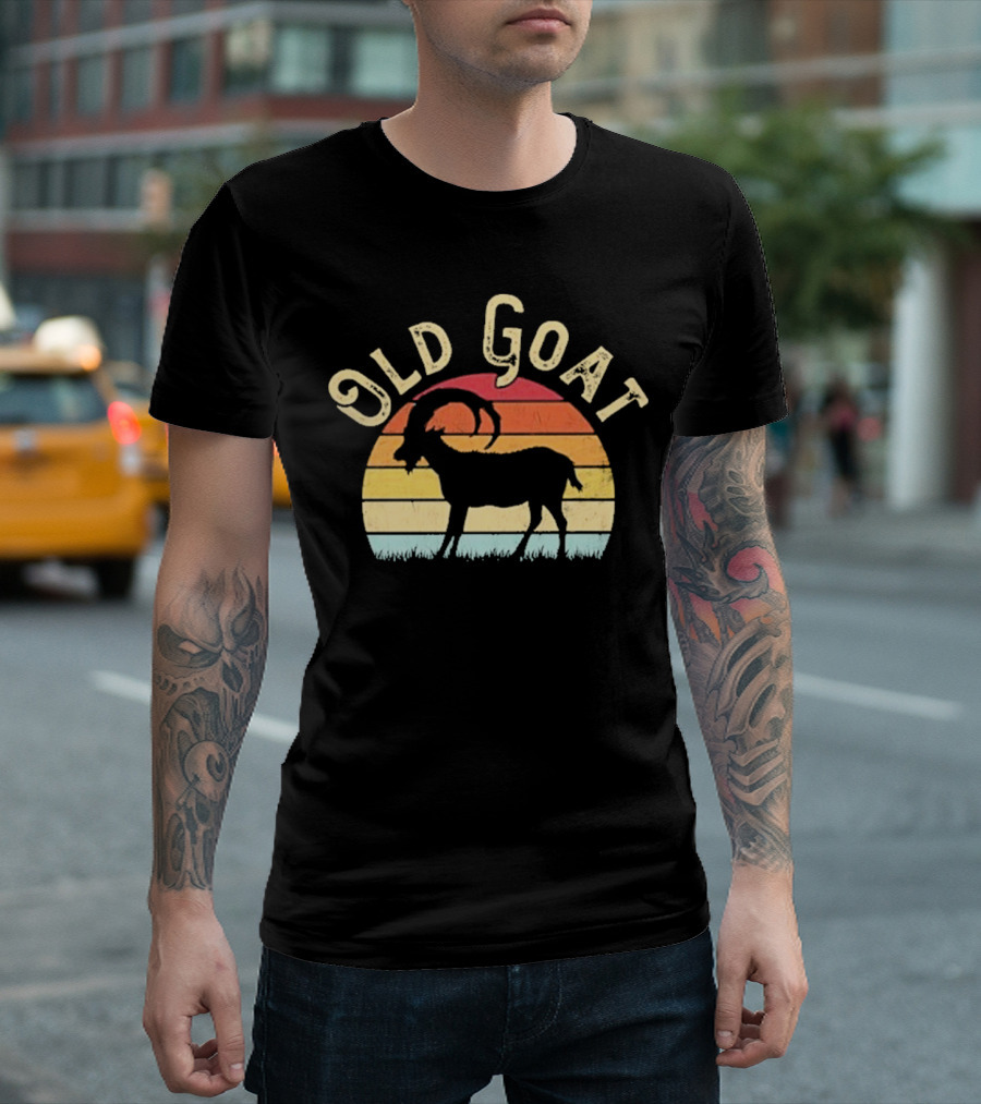 Old Goat Vintage Sunset Silhouette Retro Style T-Shirt