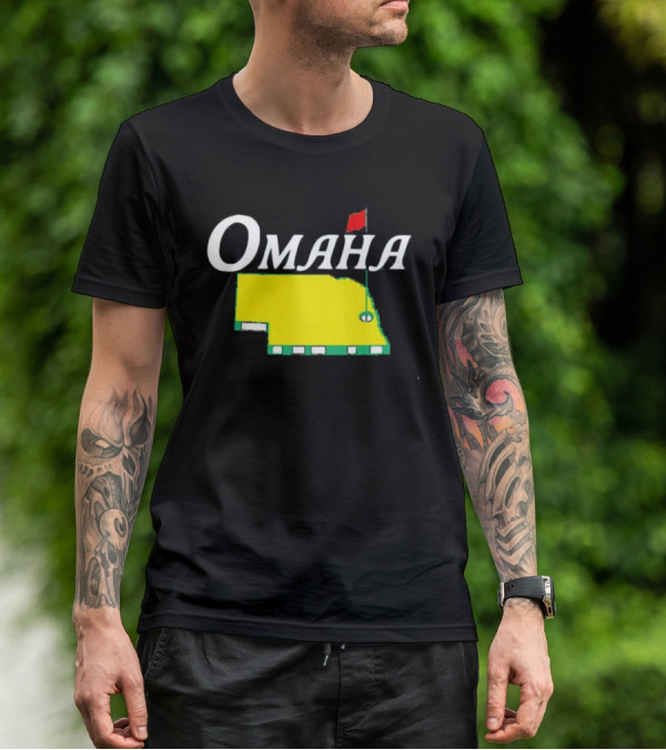 Omaha Nebraska Masters Golf State Map With Pin Flag T-Shirt