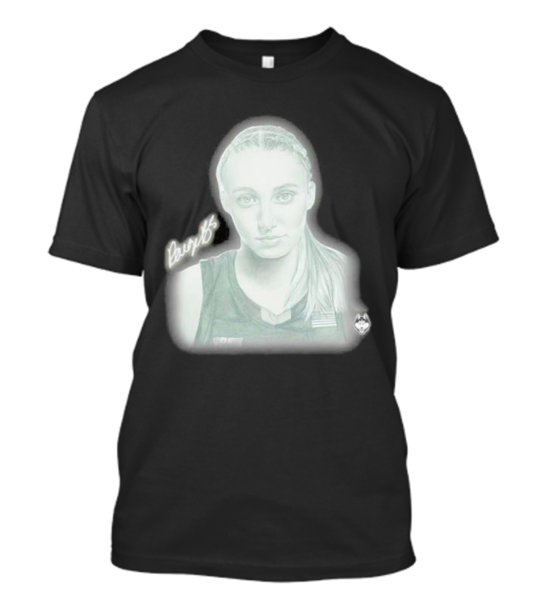 Paige Bueckers UConn Huskies Signature Pencil Drawing With USA Flag T-Shirt