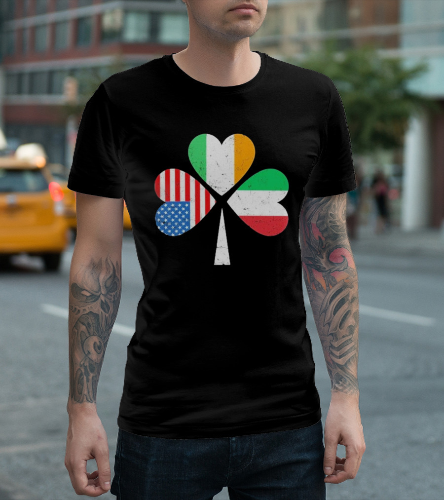 PatrickS Day Clover Ireland USA Italy Flag Trio T-Shirt