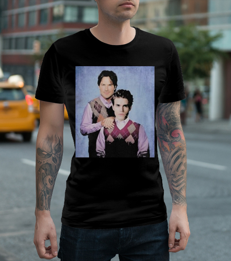 Paul Wesley Ian Somerhalder Argyle Sweater Parody T-Shirt
