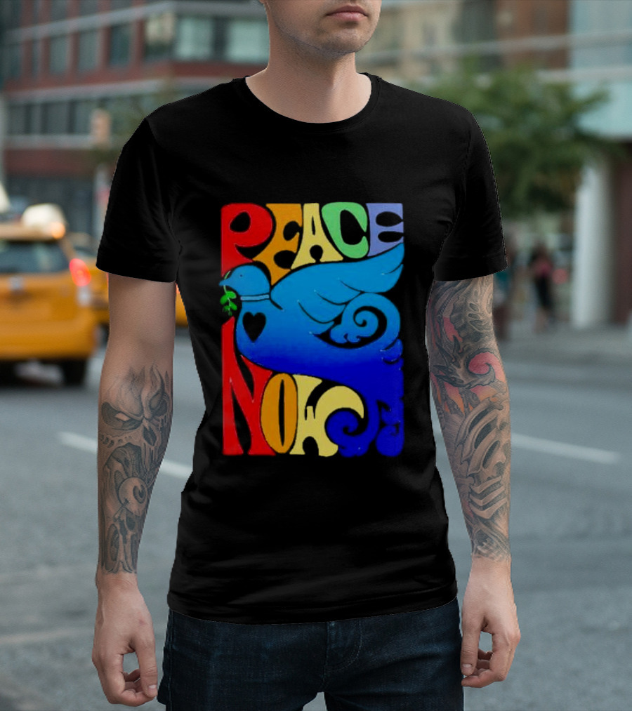 Peace Now Colorful Dove with Olive Branch T-Shirt