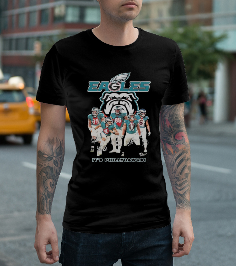 Philadelphia Eagles Dawg Players and Bulldog It's Philly Dawgs T-Shirt