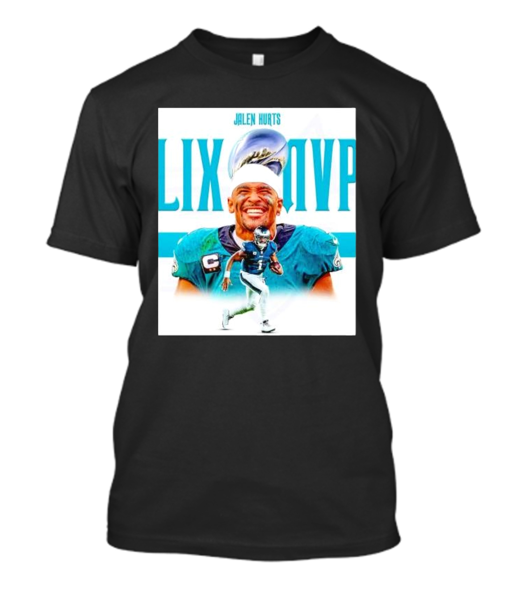 Philadelphia Eagles Jalen Hurts LIX MVP Celebration With Trophy T-Shirt