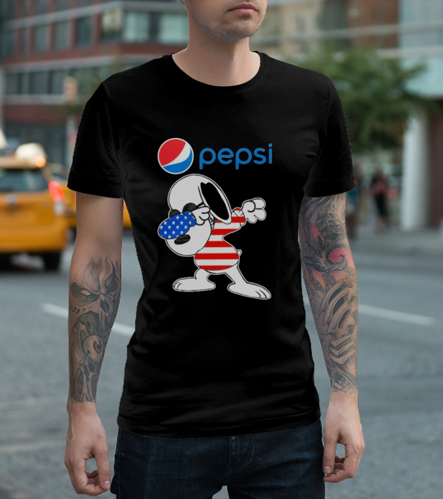 Pepsi Snoopy Dabbing American Flag USA T-Shirt