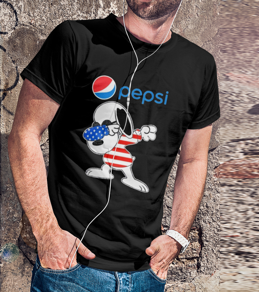 Pepsi Snoopy Dabbing American Flag USA T-Shirt