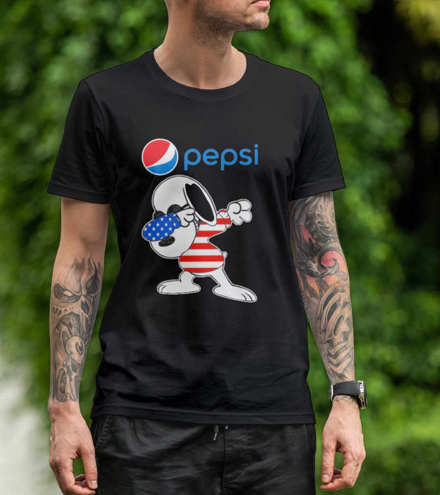 Pepsi Snoopy Dabbing American Flag USA T-Shirt