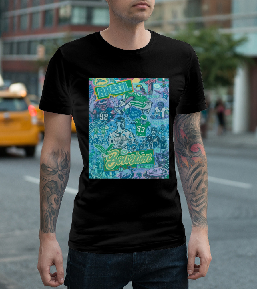 Philadelphia Eagles From Brazil To Bourbon Street Super Bowl LIX Champions Let's Hunt T-Shirt
