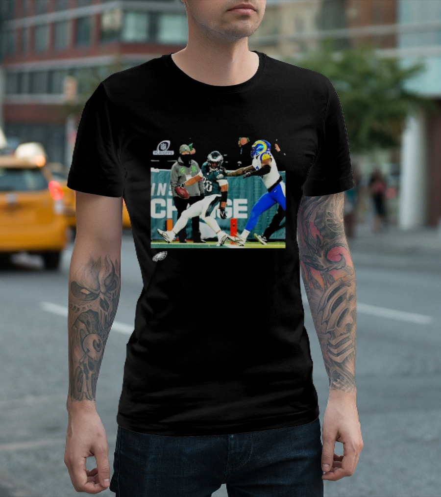 Philadelphia Eagles NFL Playoffs Divisional Round Action Scene With Saquon Barkley And Opponent T-Shirt
