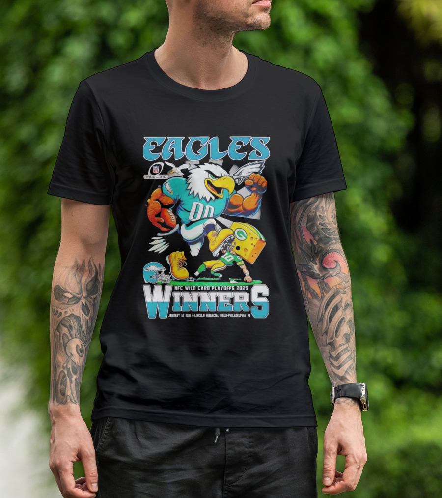 Eagles NFC Wild Card Playoffs Winners 2025 Lincoln Financial Field Philadelphia T-Shirt