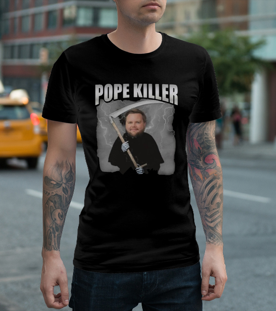 Pope Killer Grim Reaper With Scythe And Lightning T-Shirt