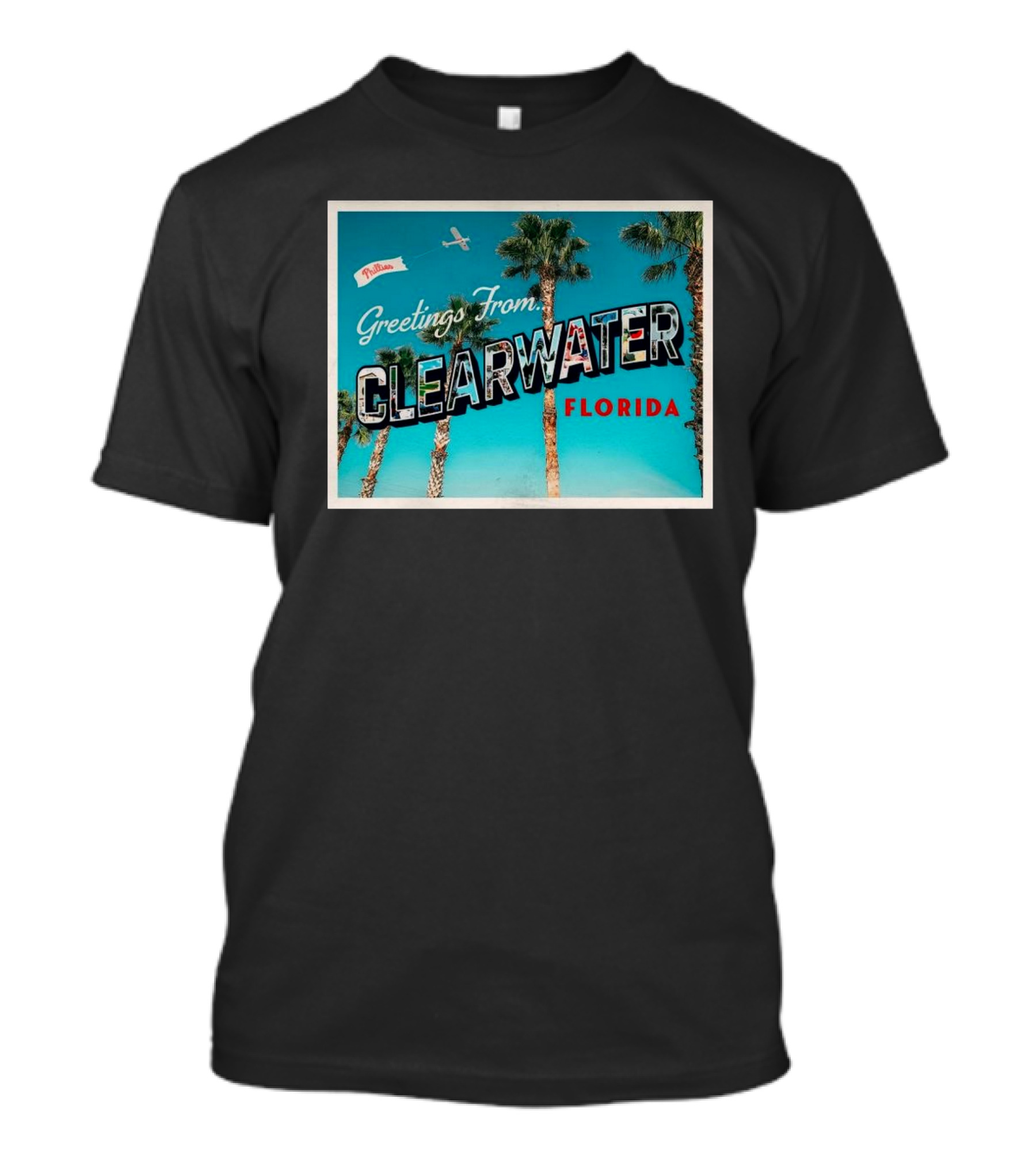 Philadelphia Phillies Greetings From Clearwater Florida Palm Trees Vintage Style T-Shirt