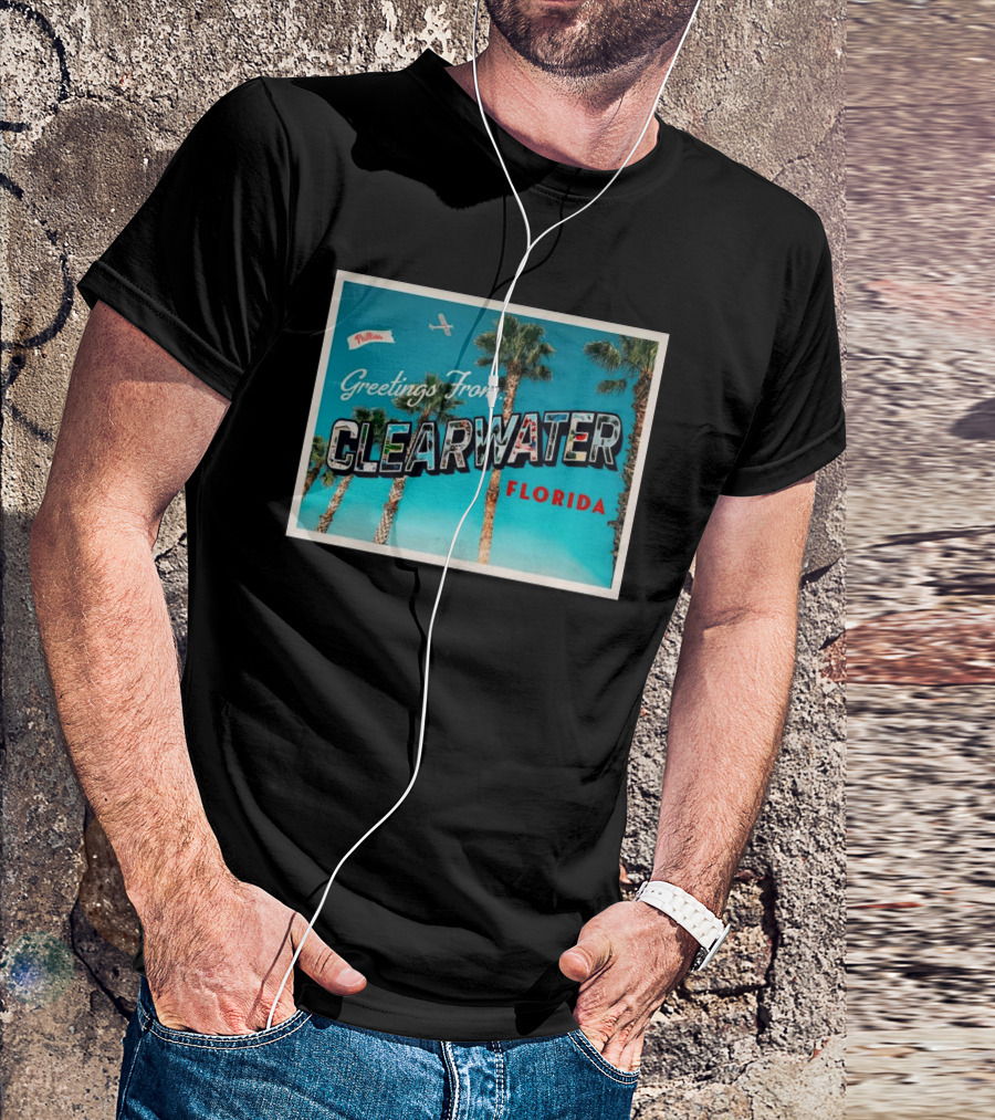 Philadelphia Phillies Greetings From Clearwater Florida Palm Trees Vintage Style T-Shirt