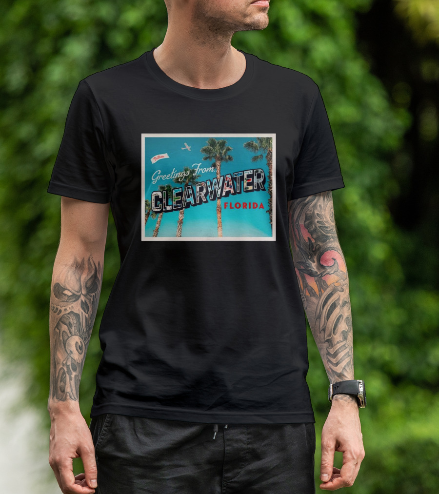 Philadelphia Phillies Greetings From Clearwater Florida Palm Trees Vintage Style T-Shirt