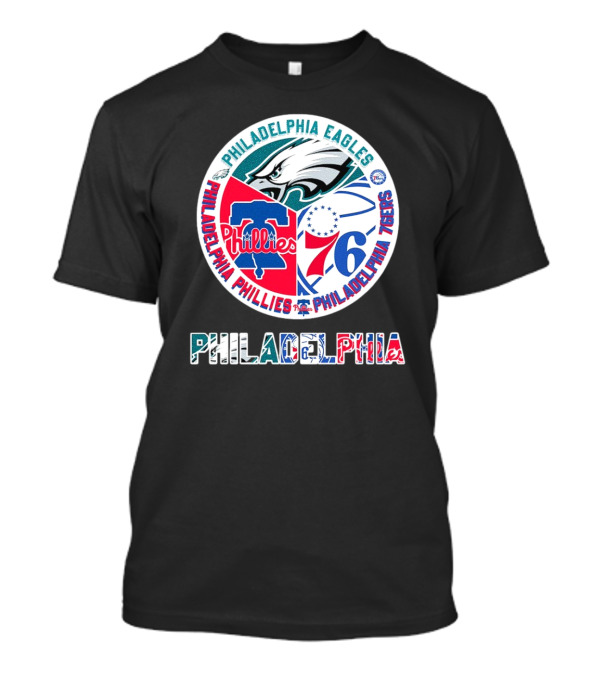 Philadelphia Eagles Phillies 76ers Circular Emblem T-Shirt