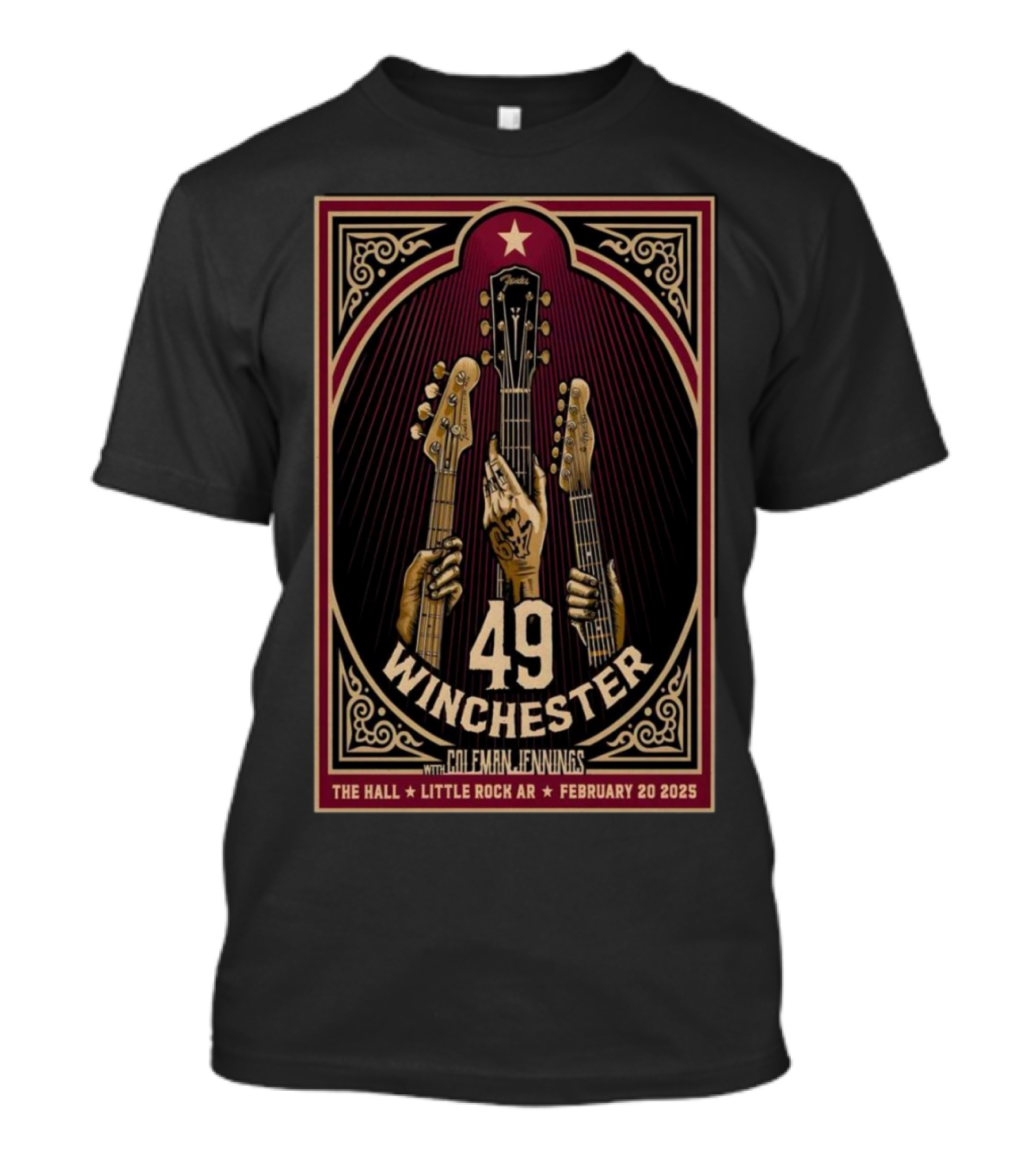 49 Winchester February 20 2025 The Hall Little Rock AR Featuring Coleman Jennings T-Shirt