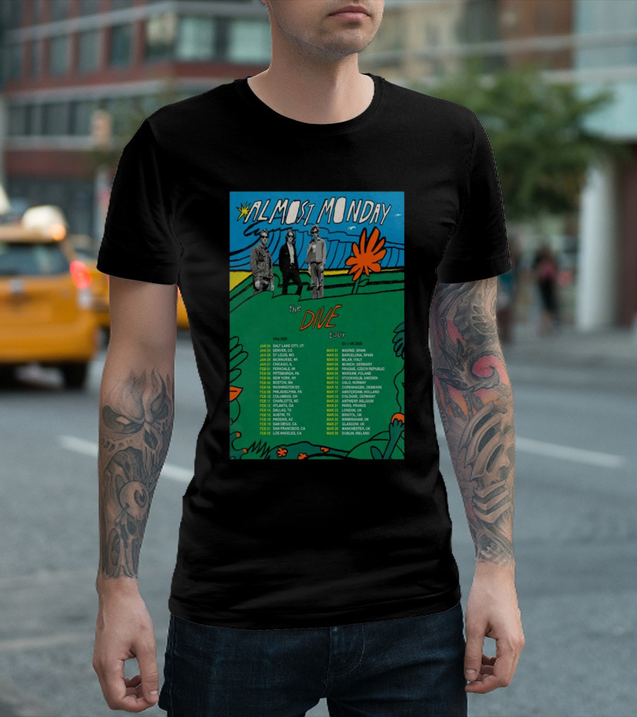 Almost Monday The Dive Tour USA 2025 Salt Lake City To Los Angeles T-Shirt