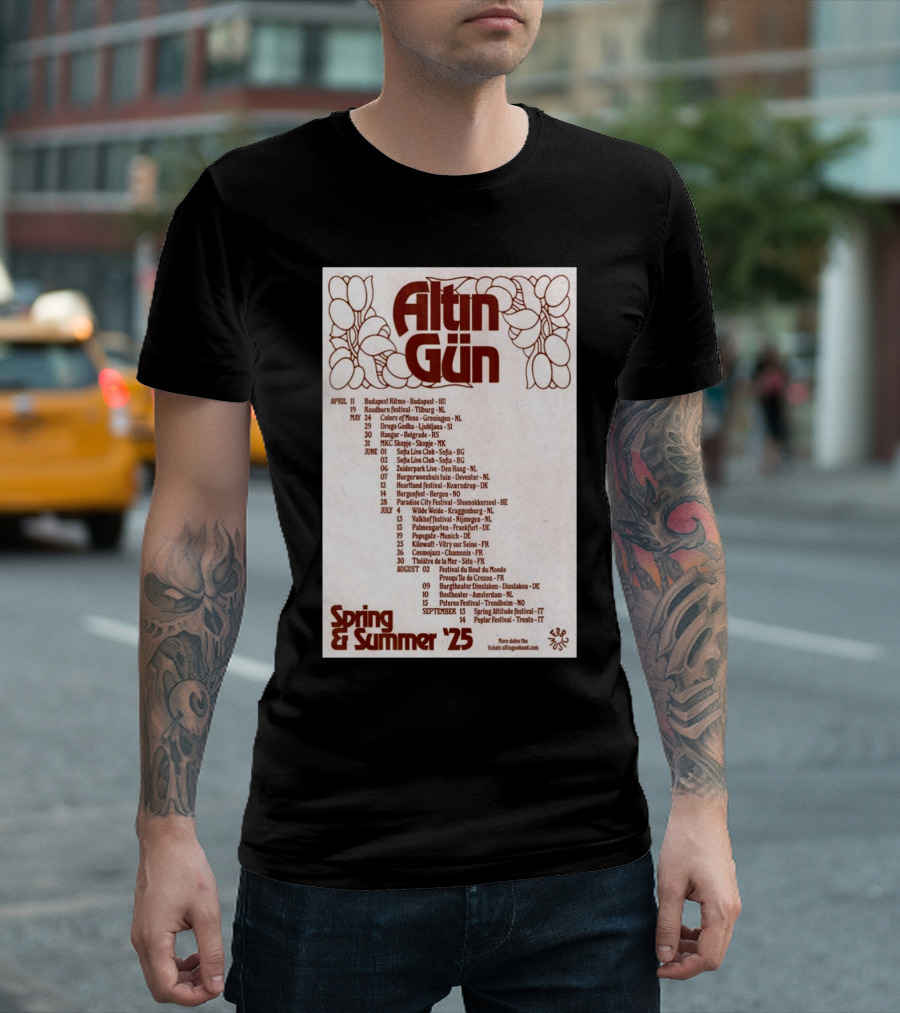 Altın Gün Spring And Summer Tour 2025 April 11 Budapest Ritmo Budapest HU 19 Roadburn Festival Tilburg NL T-Shirt