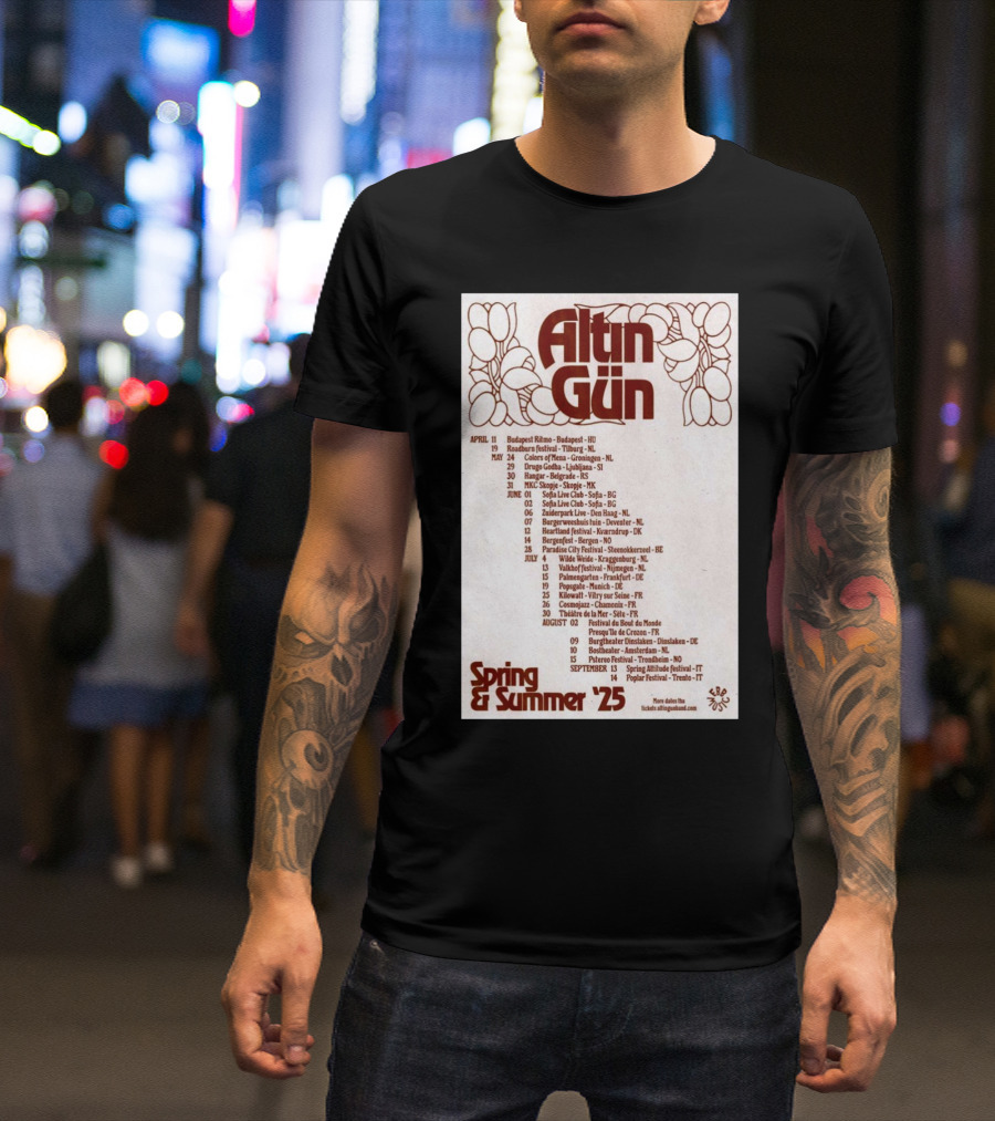 Altın Gün Spring And Summer Tour 2025 April 11 Budapest Ritmo Budapest HU 19 Roadburn Festival Tilburg NL T-Shirt