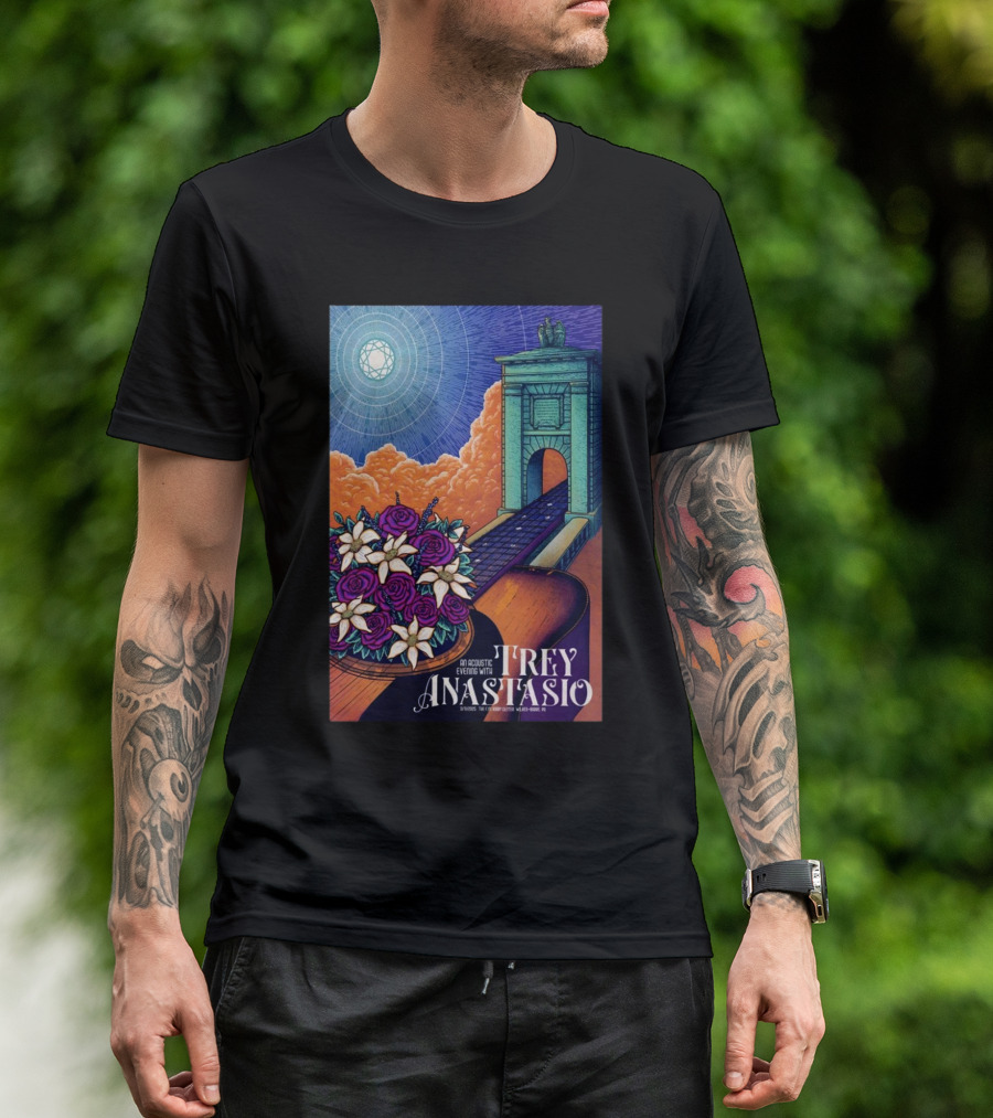 An Acoustic Evening With Trey Anastasio Mar 11 2025 F.M. Kirby Center Wilkes-Barre PA Tour Vintage Style With Guitar And Bouquet T-Shirt