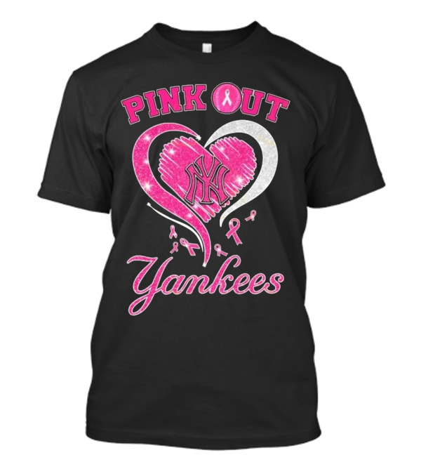 Pink Out Yankees Heart Ribbon 2025 T-Shirt