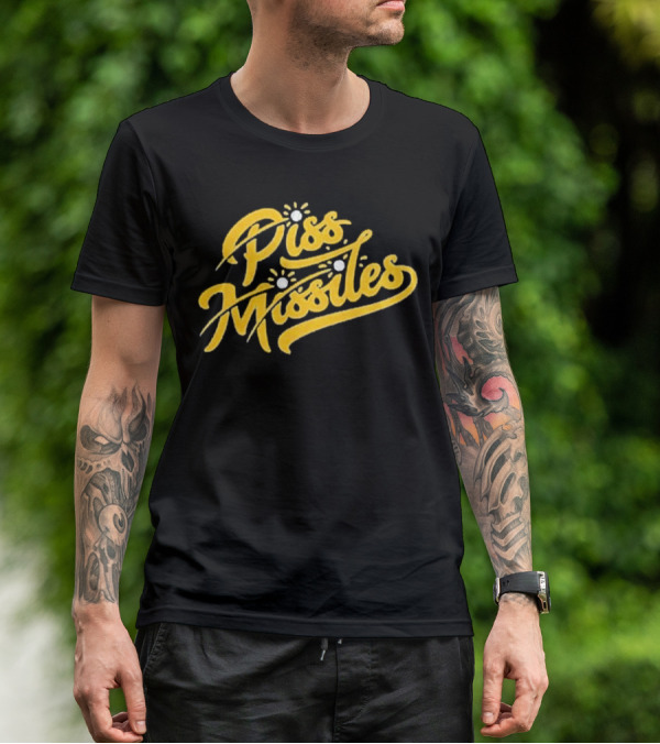 Piss Missiles Baseball Text Style With Splash Effects T-Shirt