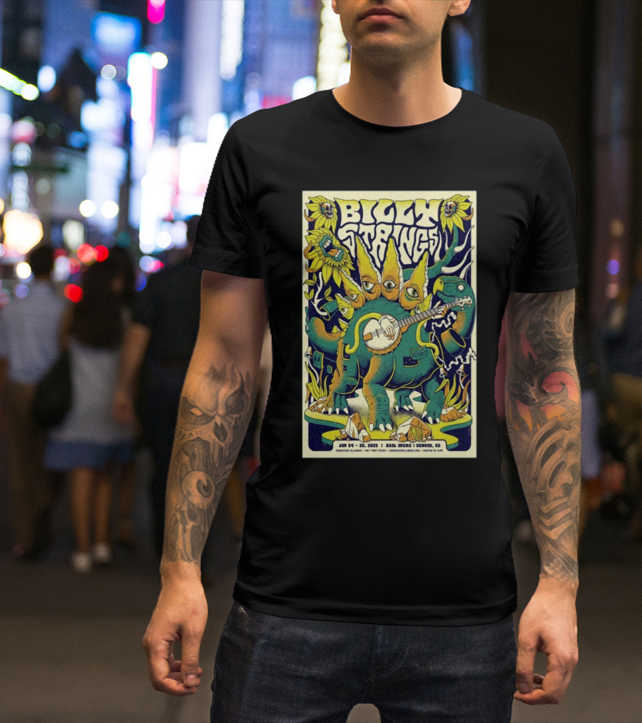 Billy Strings Ball Arena Denver CO Jan 24-26 2025 Conscious Alliance Art That Feeds By GWP T-Shirt