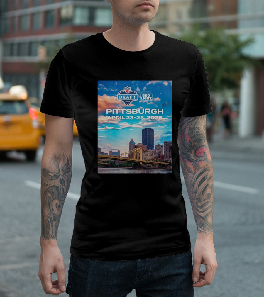 Pittsburgh NFL Draft 2026 April 23-25 Event Bud Light Sponsorship Skyline T-Shirt