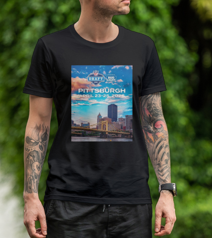 Pittsburgh NFL Draft 2026 April 23-25 Event Bud Light Sponsorship Skyline T-Shirt
