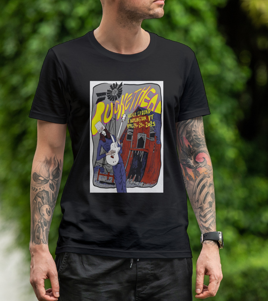 Buckethead Higher Ground South Burlington VT April 24-25 2025 Windmill And Barn T-Shirt