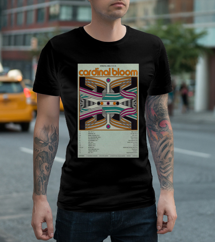 Cardinal Bloom Spring 2025 Tour SLC UT The Depot Denver CO Glove Hall T-Shirt