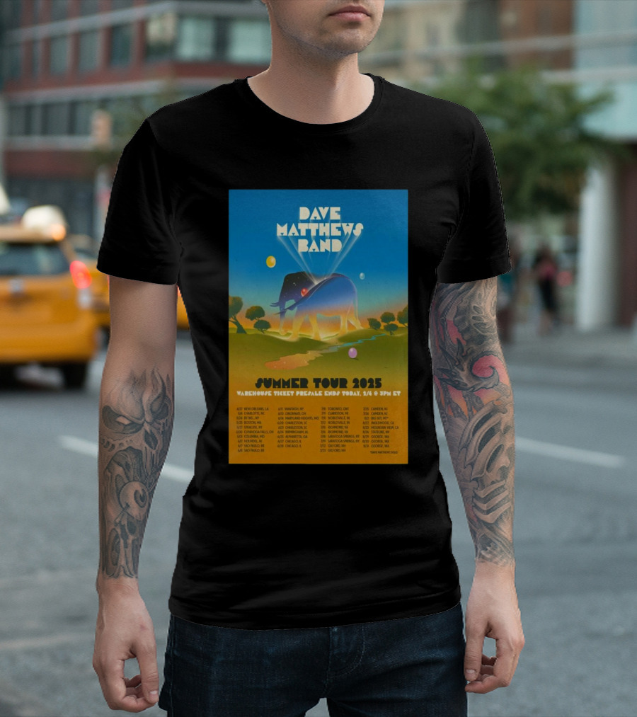 Dave Matthews Band Summer Tour 2025 New Orleans Charlotte Bethel Dates And Locations T-Shirt