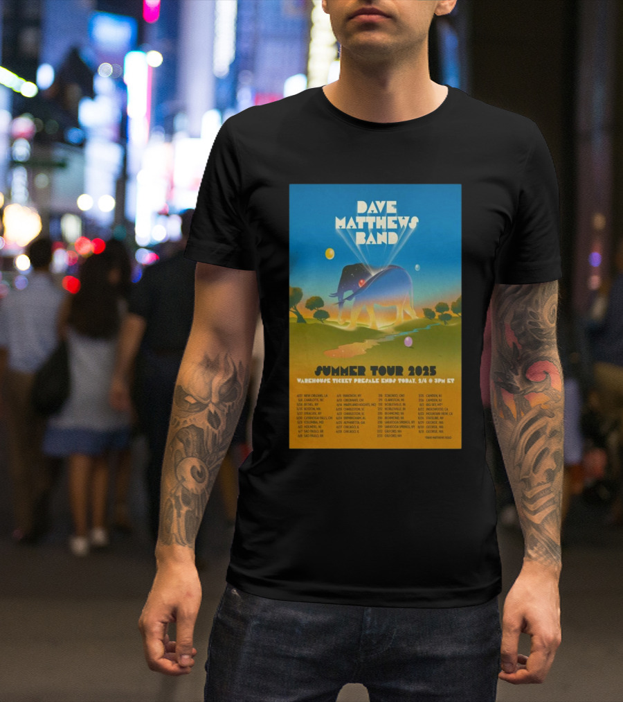 Dave Matthews Band Summer Tour 2025 New Orleans Charlotte Bethel Dates And Locations T-Shirt