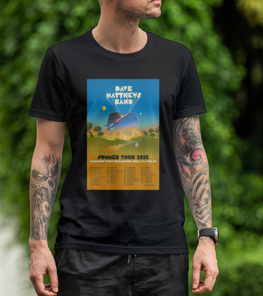 Dave Matthews Band Summer Tour 2025 New Orleans Charlotte Bethel Dates And Locations T-Shirt