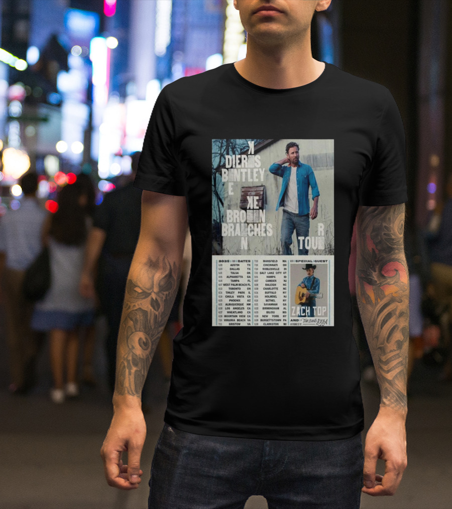 Dierks Bentley Broken Branches 2025 Tour Austin Dallas Tulsa Zach Top Special Guest 5.29 5.30 5.31 T-Shirt