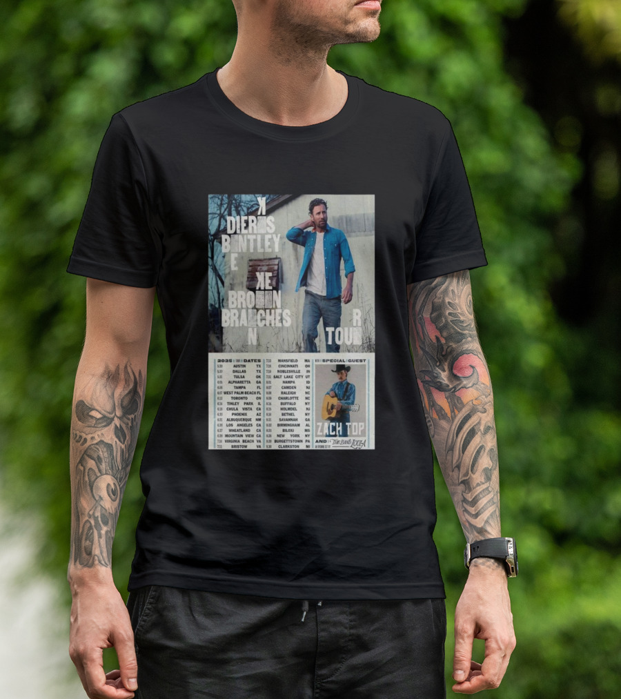 Dierks Bentley Broken Branches 2025 Tour Austin Dallas Tulsa Zach Top Special Guest 5.29 5.30 5.31 T-Shirt