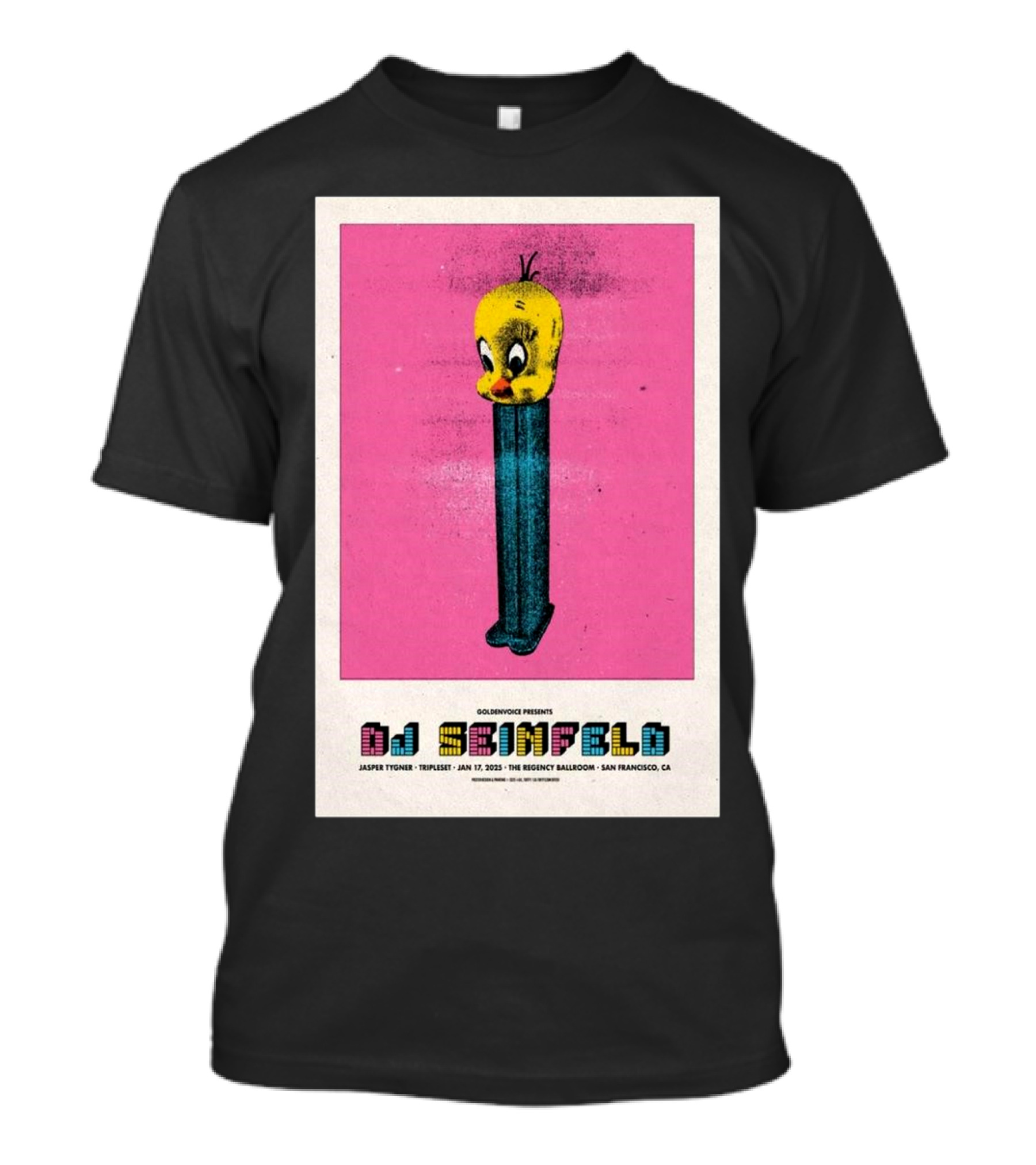 Goldenvoice Presents DJ Seinfeld Regency Ballroom San Francisco January 17 2025 Jasper Tygner Tripleset Pez Dispenser Graphic T-Shirt