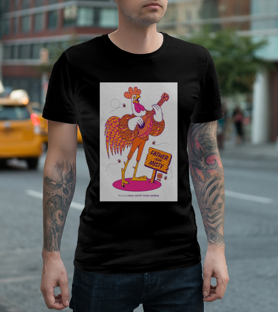 Father John Misty The Fillmore Detroit February 18 2025 Rooster And Guitar T-Shirt